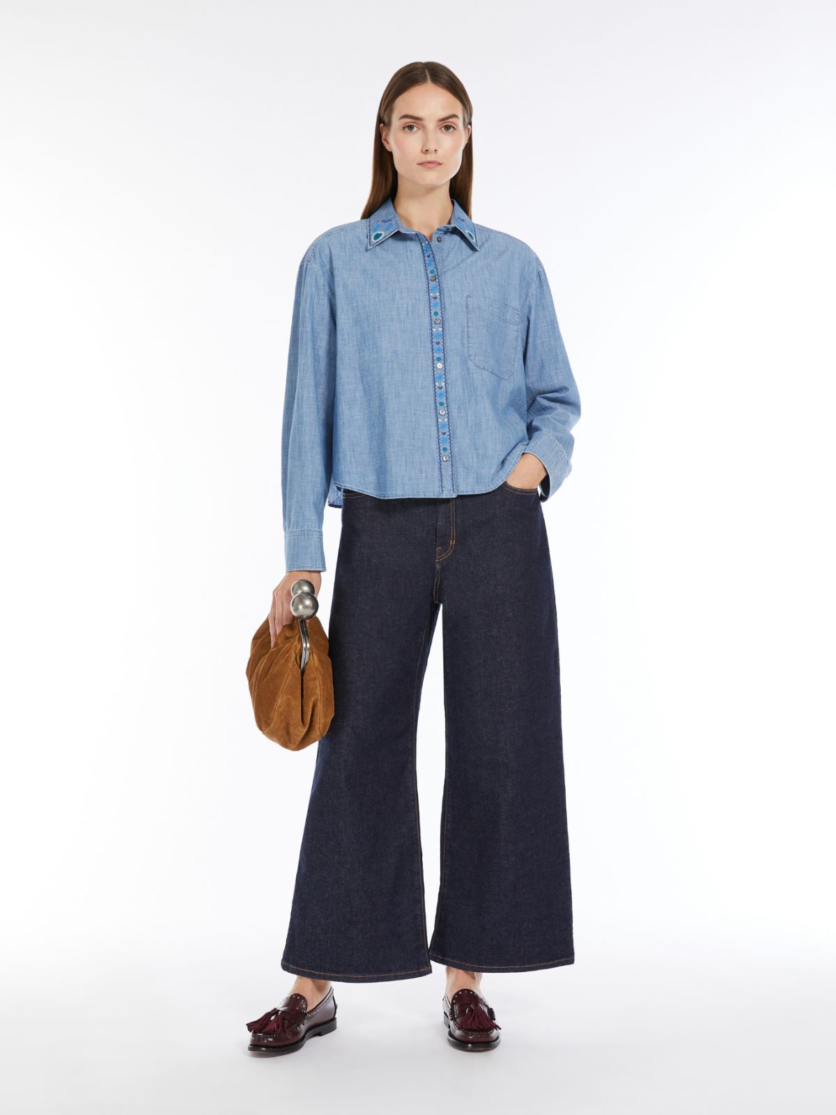 Chemise jeans fleurs 1